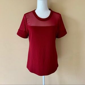 B Collection Large Red Shirt Sheer Top